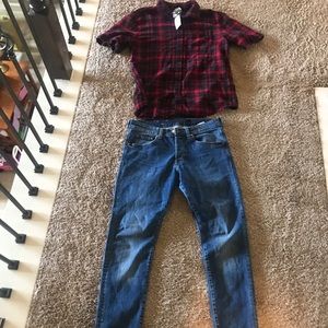 Men’s H&M jeans and Forever 21 button up